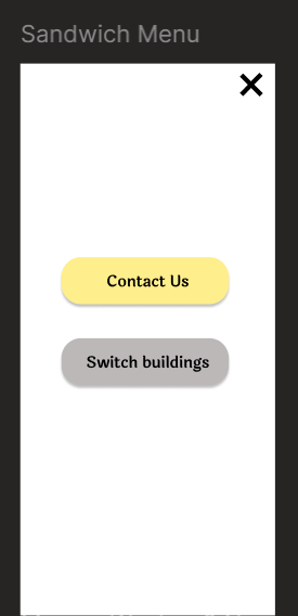 Sandwich menu options to switch building selection or to contact developers.
